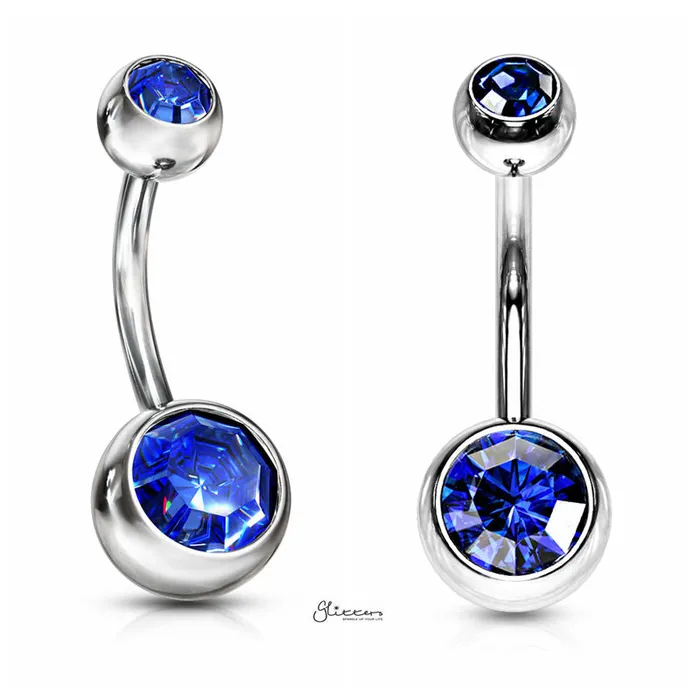 14GA 316L Surgical Steel Double Gem Belly Button Navel Ring 8mm 10mm Glitters Rings