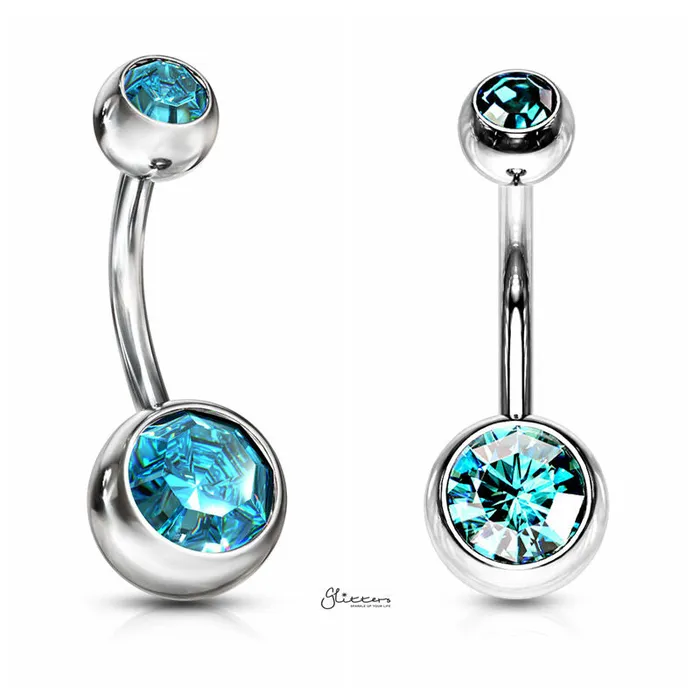 14GA 316L Surgical Steel Double Gem Belly Button Navel Ring 8mm 10mm Glitters Rings