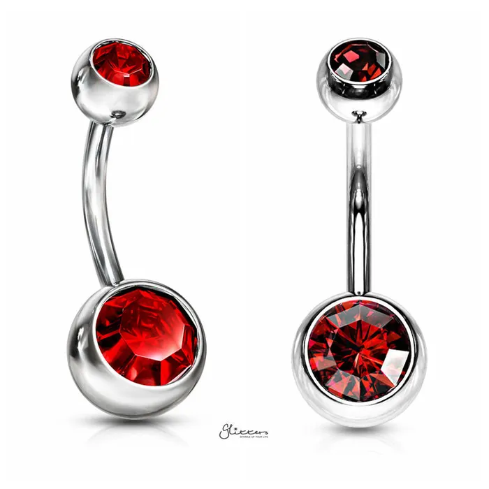 14GA 316L Surgical Steel Double Gem Belly Button Navel Ring 8mm 10mm Glitters Rings