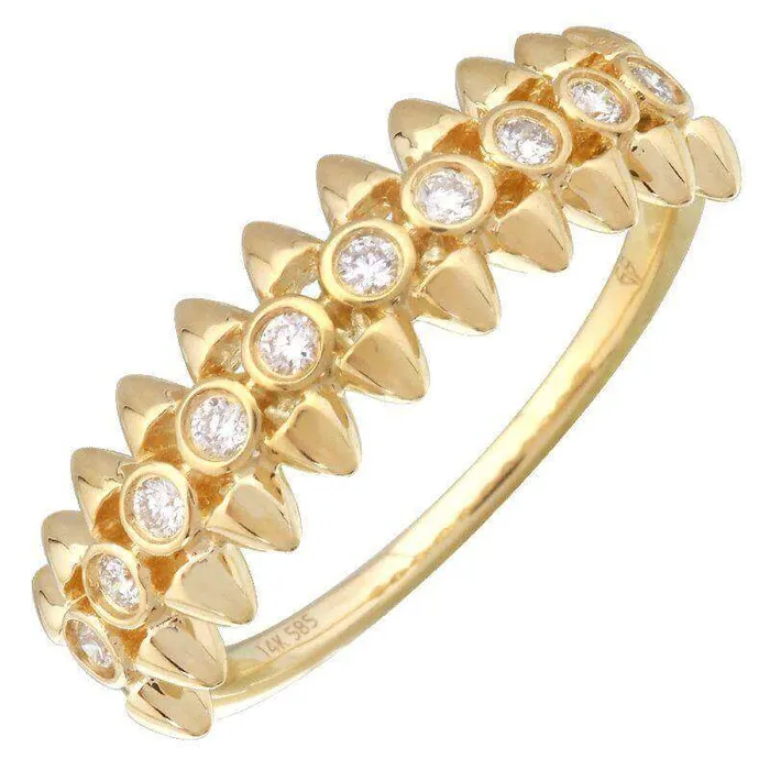 14K Gold Diamond Bezel Spikes Ring Izakov Diamonds Fine Jewelry Rings