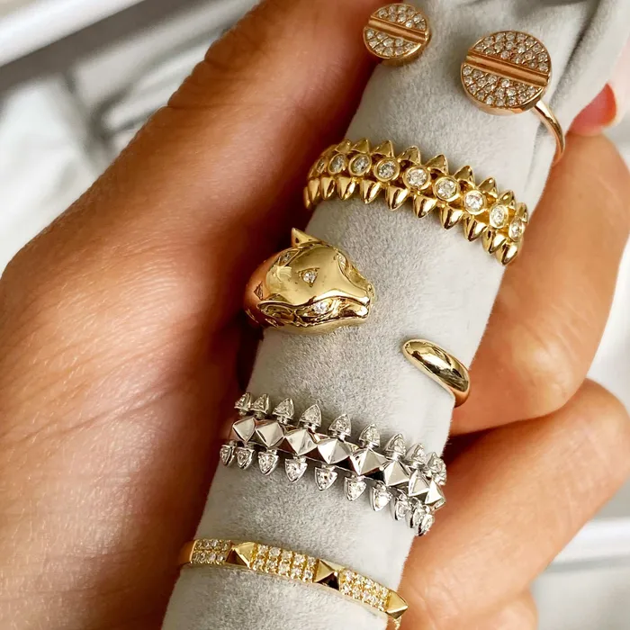 14K Gold Diamond Bezel Spikes Ring Izakov Diamonds Fine Jewelry Rings