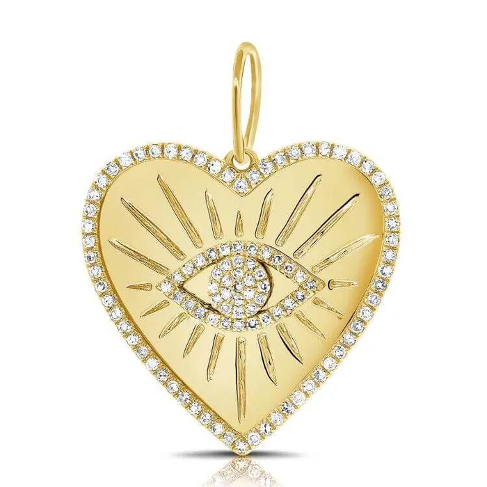 14K Gold Diamond Evil Eye Heart Necklace Charm Izakov Diamonds Fine Jewelry Necklaces 14K Gold Diamond Evil Eye Heart Necklace Charm Izakov Diamonds Fine Jewelry Necklaces
