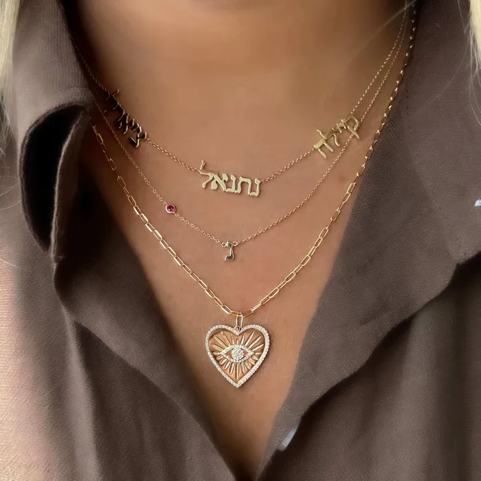 14K Gold Diamond Evil Eye Heart Necklace Charm Izakov Diamonds Fine Jewelry Necklaces