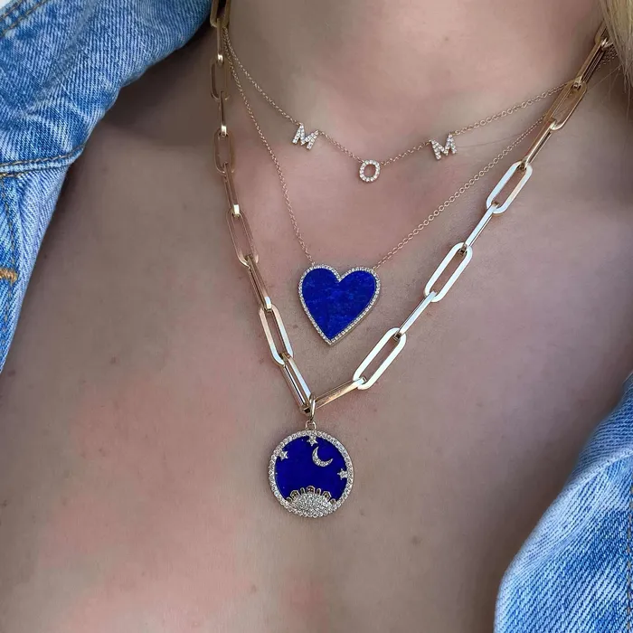 14K Gold Diamond Halo Gemstone Heart Necklace Izakov Diamonds Fine Jewelry Necklaces