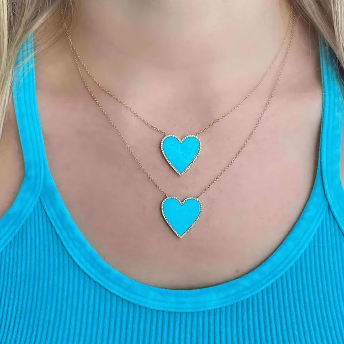 14K Gold Diamond Halo Gemstone Heart Necklace Izakov Diamonds Fine Jewelry Necklaces