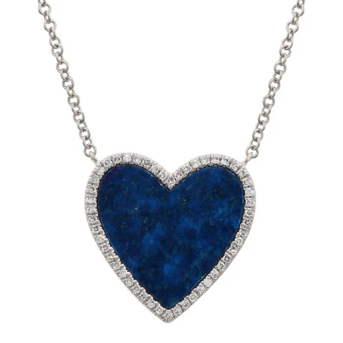 14K Gold Diamond Halo Gemstone Heart Necklace Izakov Diamonds Fine Jewelry Necklaces