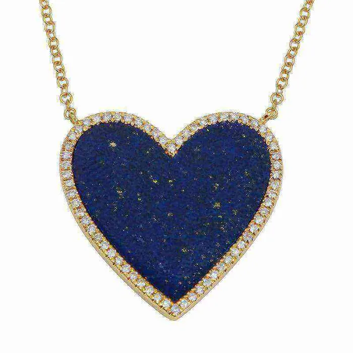 14K Gold Diamond Halo Gemstone Heart Necklace Izakov Diamonds Fine Jewelry Necklaces