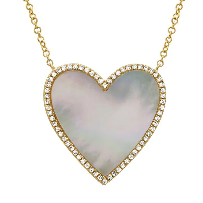 14K Gold Diamond Halo Gemstone Heart Necklace Izakov Diamonds Fine Jewelry Necklaces