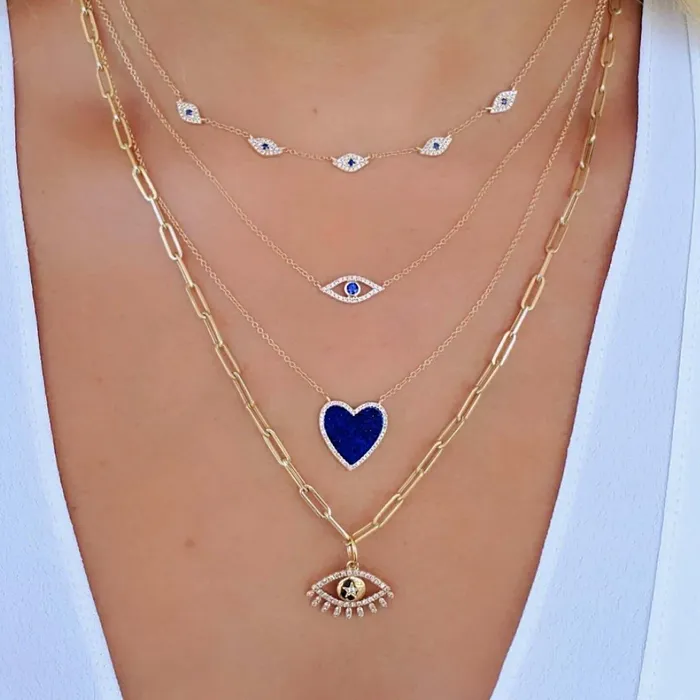14K Gold Diamond Halo Gemstone Heart Necklace Izakov Diamonds Fine Jewelry Necklaces