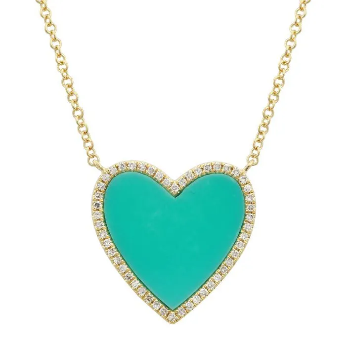 14K Gold Diamond Halo Gemstone Heart Necklace Izakov Diamonds Fine Jewelry Necklaces