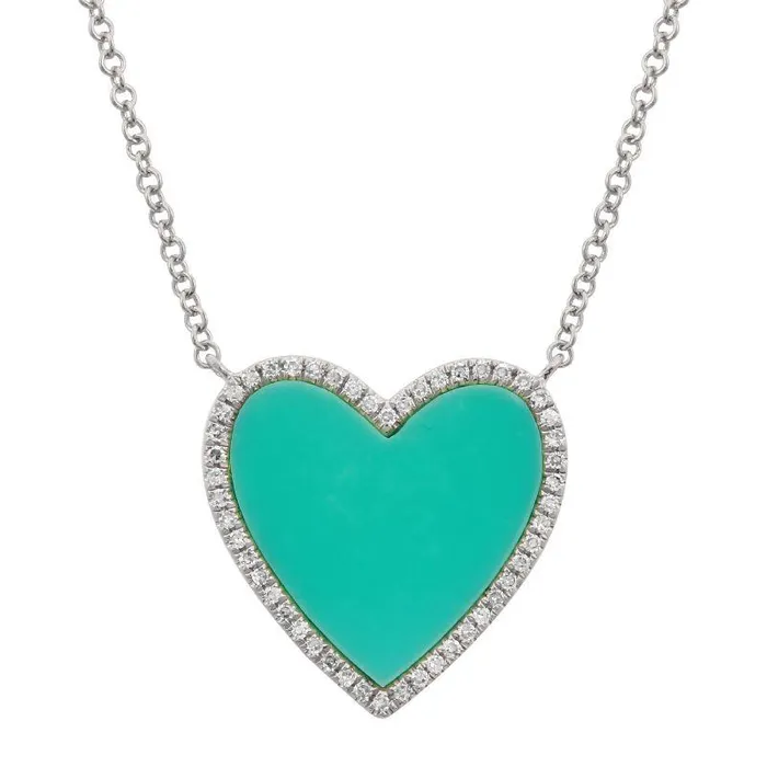 14K Gold Diamond Halo Gemstone Heart Necklace Izakov Diamonds Fine Jewelry Necklaces