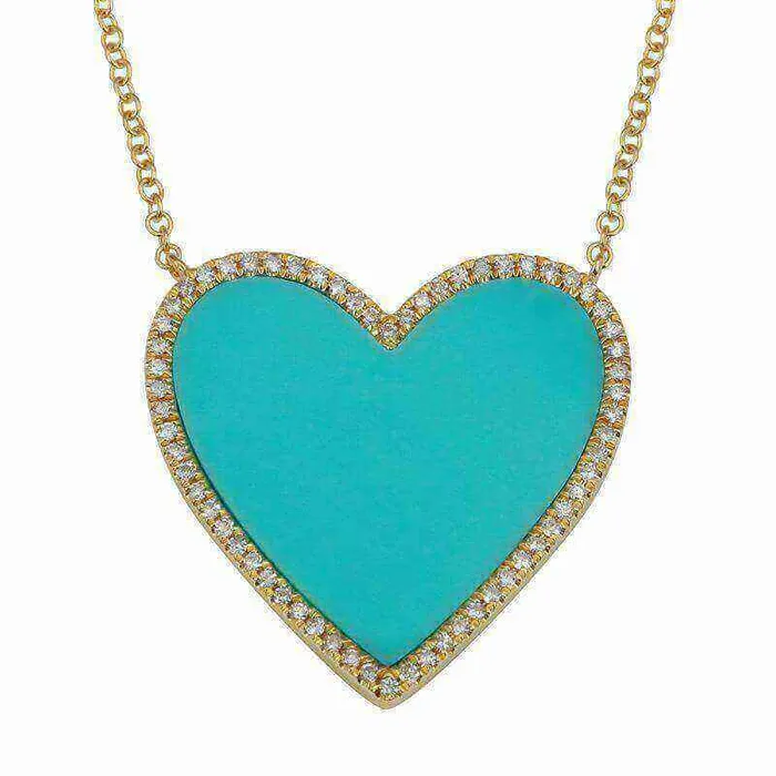 14K Gold Diamond Halo Gemstone Heart Necklace Izakov Diamonds Fine Jewelry Necklaces