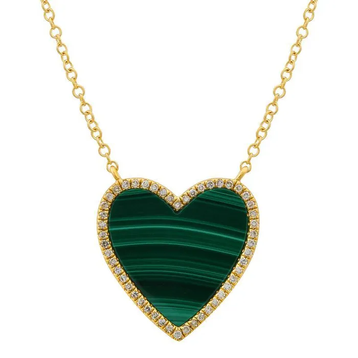 14K Gold Diamond Halo Gemstone Heart Necklace Izakov Diamonds Fine Jewelry Necklaces