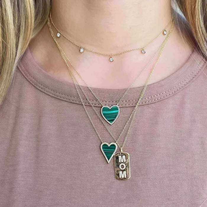 14K Gold Diamond Halo Gemstone Heart Necklace Izakov Diamonds Fine Jewelry Necklaces