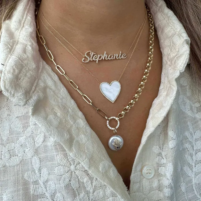 14K Gold Diamond Halo Gemstone Heart Necklace Izakov Diamonds Fine Jewelry Necklaces