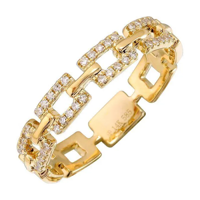 14K Gold Diamond Pave Links Ring Izakov Diamonds Fine Jewelry Rings