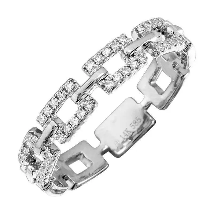 14K Gold Diamond Pave Links Ring Izakov Diamonds Fine Jewelry Rings