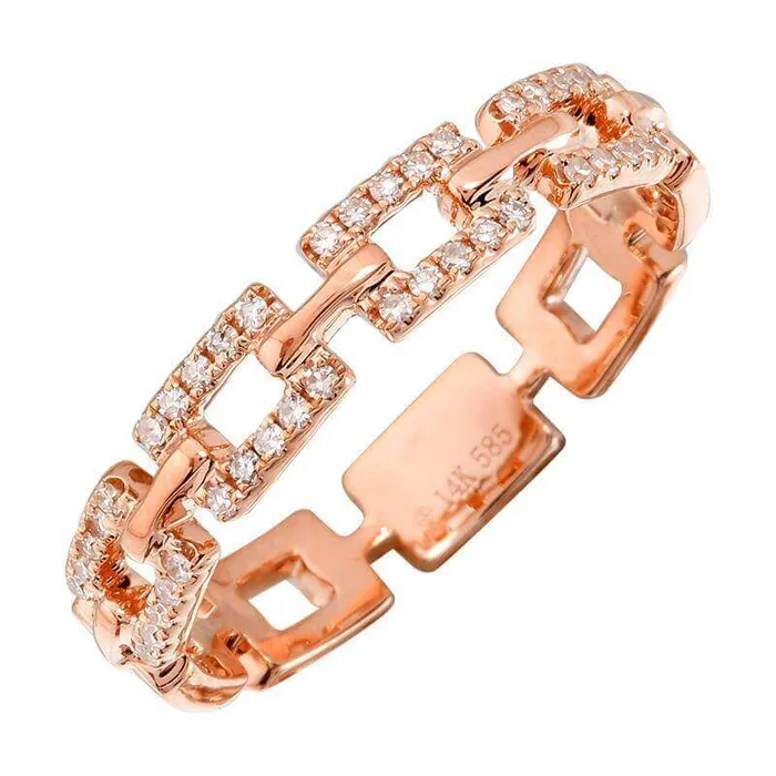 14K Gold Diamond Pave Links Ring Izakov Diamonds Fine Jewelry Rings