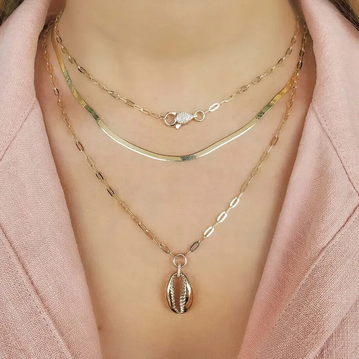 14K Gold Herringbone Chain Necklace Izakov Diamonds Fine Jewelry Necklaces
