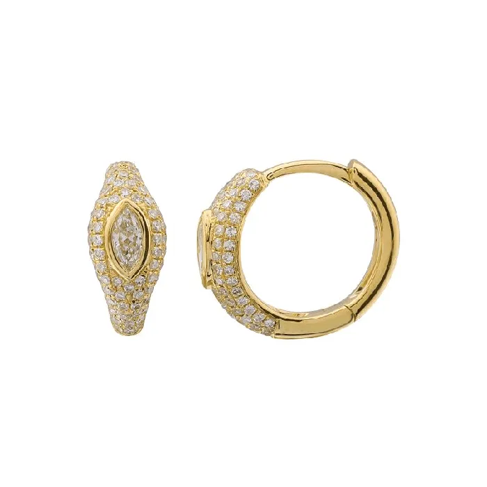 14K Gold Micro Pave Marquise Diamond Dome Huggies Izakov Diamonds Fine Jewelry PreStyled Sets 14K Gold Micro Pave Marquise Diamond Dome Huggies Izakov Diamonds Fine Jewelry PreStyled Sets
