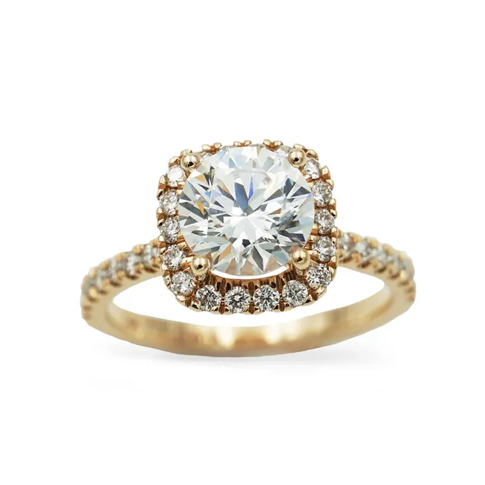 14K Rose Gold Engagement Ring with Diamond Halo CLASSIQUE CREATIONS Rings 14K Rose Gold Engagement Ring with Diamond Halo CLASSIQUE CREATIONS Rings