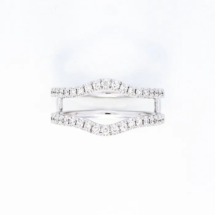 14K White Gold 55ctw Curved Diamond Ring Guard DIAMONDS FOREVER Rings