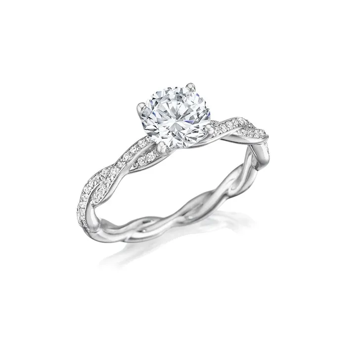 14K White Gold Mini Twist Diamond Engagement Ring CLASSIQUE CREATIONS Rings 14K White Gold Mini Twist Diamond Engagement Ring CLASSIQUE CREATIONS Rings