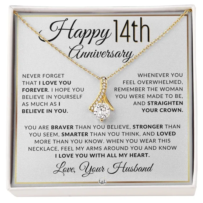 14th Anniversary Gift For Wife Anniversary Gift Idea For Your Wife Drop Pendant Necklace Heartfelt Anniversary Message ShineOn Fulfillment Necklaces 14th Anniversary Gift For Wife Anniversary Gift Idea For Your Wife Drop Pendant Necklace Heartfelt Anniversary Message ShineOn Fulfillment Necklaces