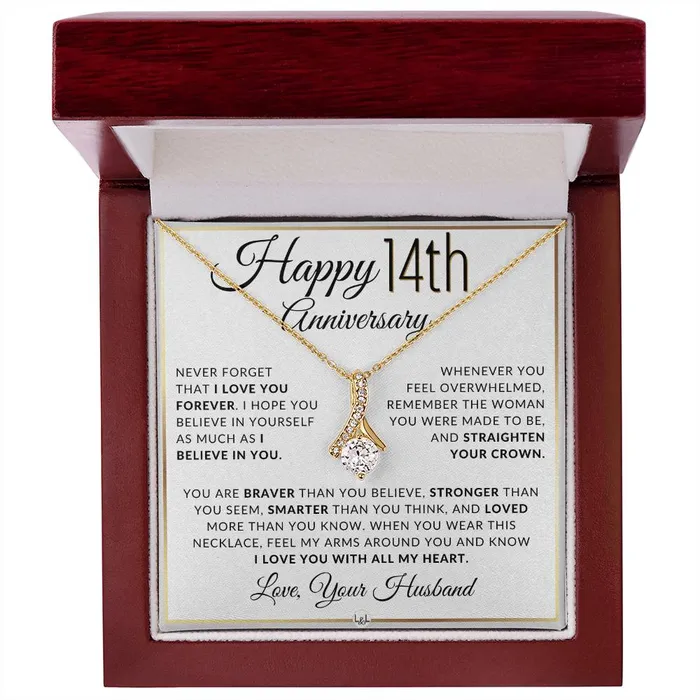 14th Anniversary Gift For Wife Anniversary Gift Idea For Your Wife Drop Pendant Necklace Heartfelt Anniversary Message ShineOn Fulfillment Necklaces