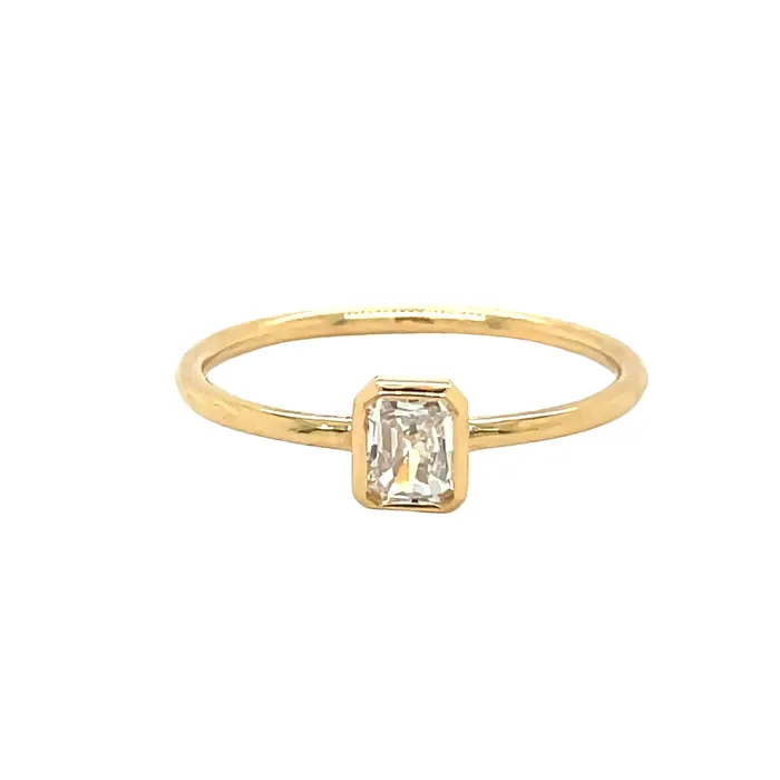 18K Gold Petite Radiant Cut Diamond Bezel Ring Izakov Diamonds Fine Jewelry Rings