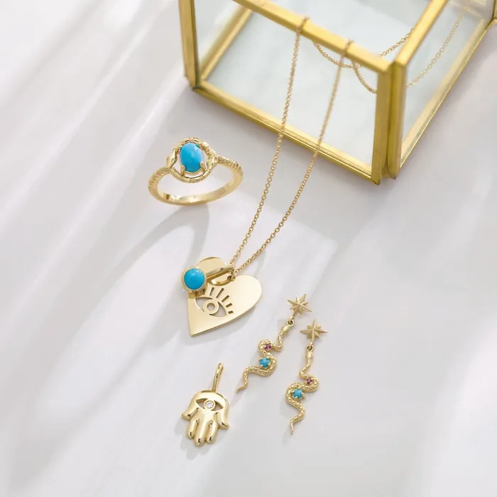 302 Fine Jewelry Necklaces Hamsa Natural Diamond Charm Pendant Solid 14K Yellow White Rose Gold Platinum or Silver