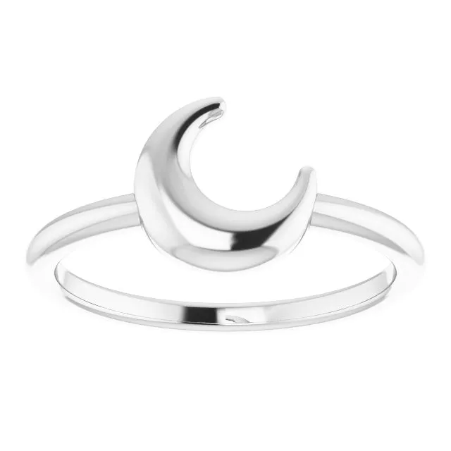 302 Fine Jewelry Rings Puffed Wear Everyday Crescent Moon Ring Solid 14K Yellow White Rose Gold or Sterling