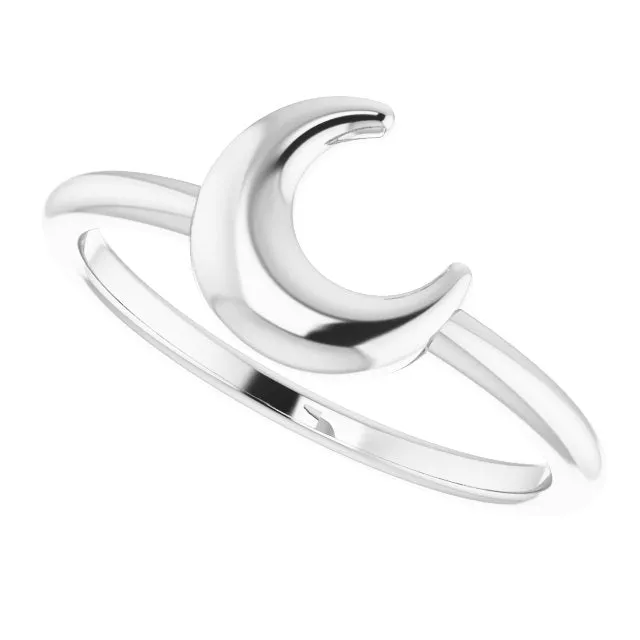 302 Fine Jewelry Rings Puffed Wear Everyday Crescent Moon Ring Solid 14K Yellow White Rose Gold or Sterling
