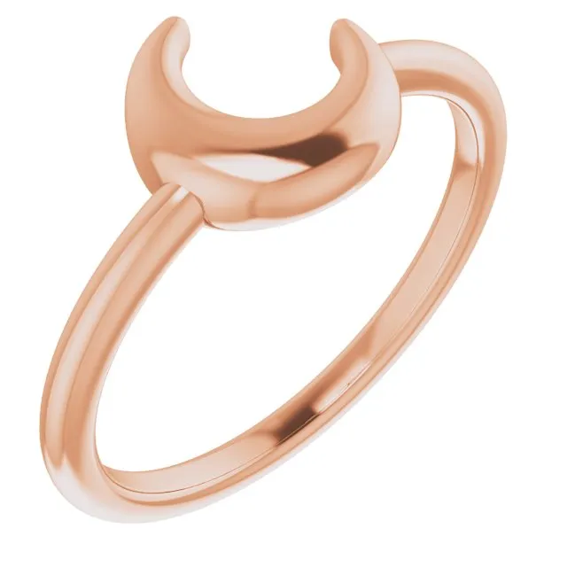 302 Fine Jewelry Rings Puffed Wear Everyday Crescent Moon Ring Solid 14K Yellow White Rose Gold or Sterling