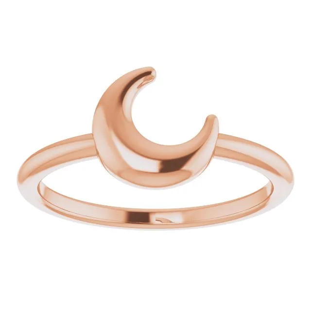 302 Fine Jewelry Rings Puffed Wear Everyday Crescent Moon Ring Solid 14K Yellow White Rose Gold or Sterling