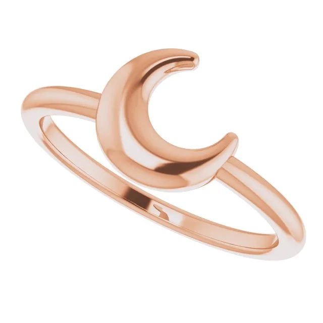 302 Fine Jewelry Rings Puffed Wear Everyday Crescent Moon Ring Solid 14K Yellow White Rose Gold or Sterling