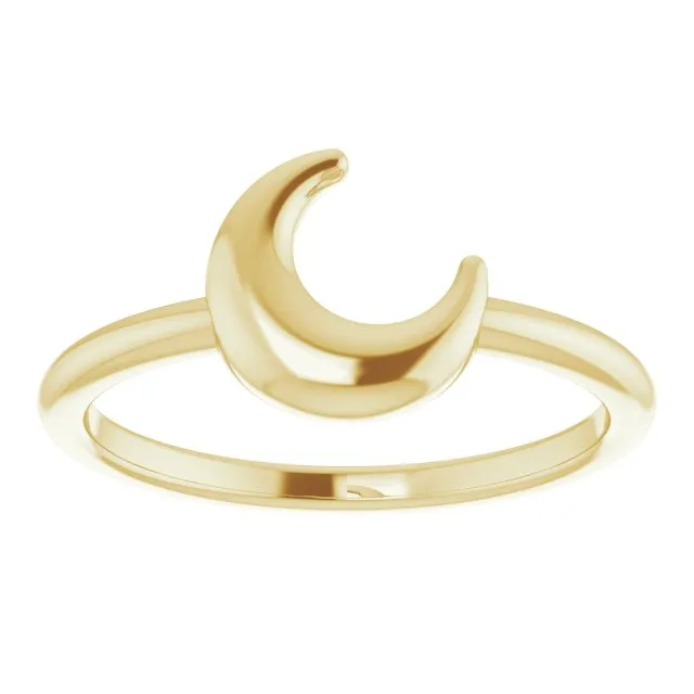 302 Fine Jewelry Rings Puffed Wear Everyday Crescent Moon Ring Solid 14K Yellow White Rose Gold or Sterling