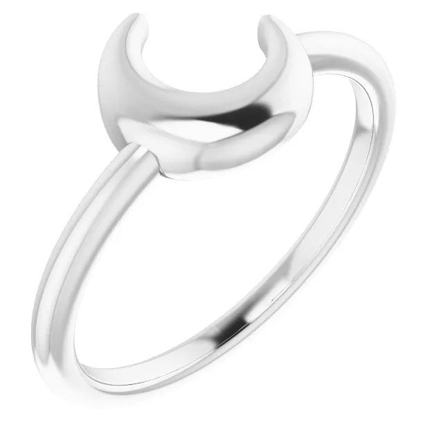 302 Fine Jewelry Rings Puffed Wear Everyday Crescent Moon Ring Solid 14K Yellow White Rose Gold or Sterling