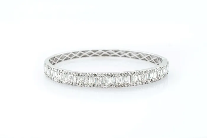 45 ct Baguette Diamond Bangle Bracelet 18k Crown Jewels Coin Bracelets