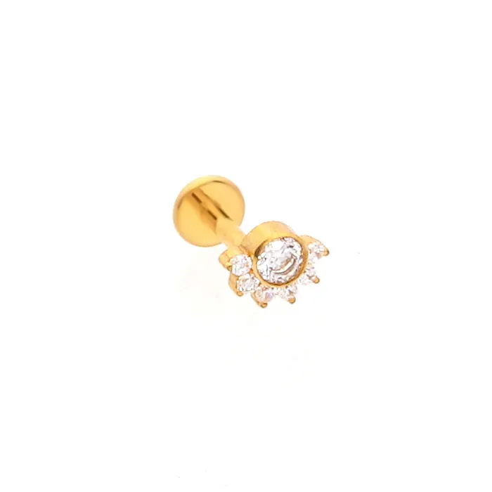 7 CZ Cluster Top Titanium Flat Back Stud Earrings Glitters Earrings