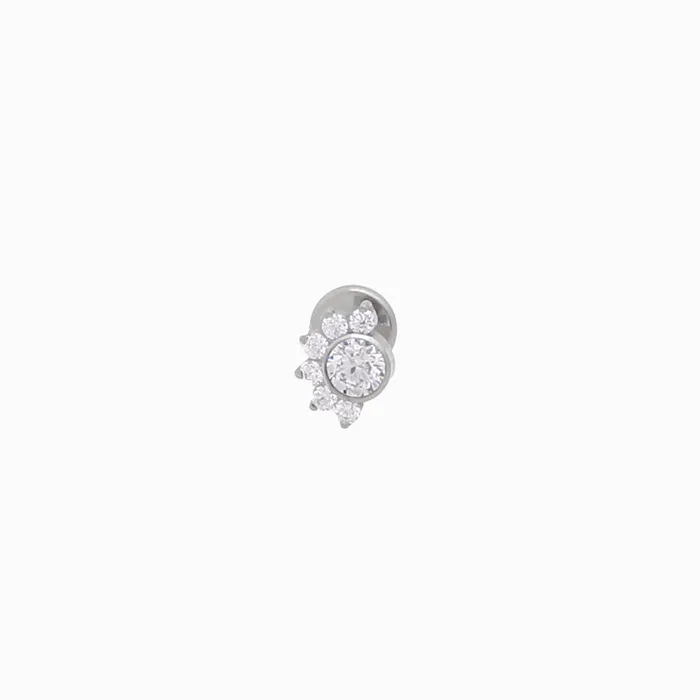 7 CZ Cluster Top Titanium Flat Back Stud Earrings Glitters Earrings