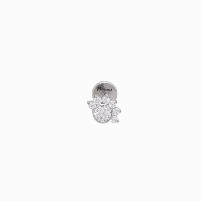 7 CZ Cluster Top Titanium Flat Back Stud Earrings Glitters Earrings