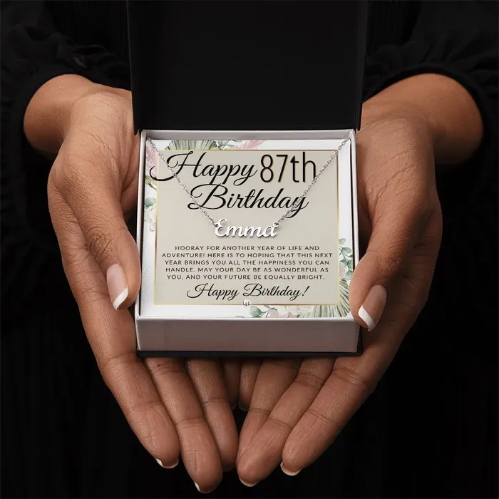 87th Birthday Gift For Her Name Necklace Gift For A 87 Year Olds Birthday The Perfect Personalized Present ShineOn Fulfillment Necklaces
