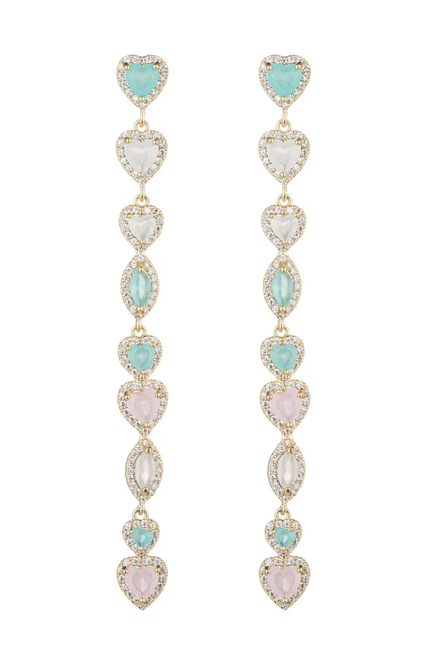 Ariana 18K Gold Plated Cubic Zirconia Heart Earrings Eye Candy LA Earrings