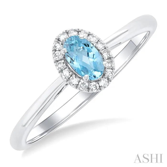 ASHI DIAMONDS Rings 10K White Gold 05ctw Halo Style Aquamarine and Diamond Ring