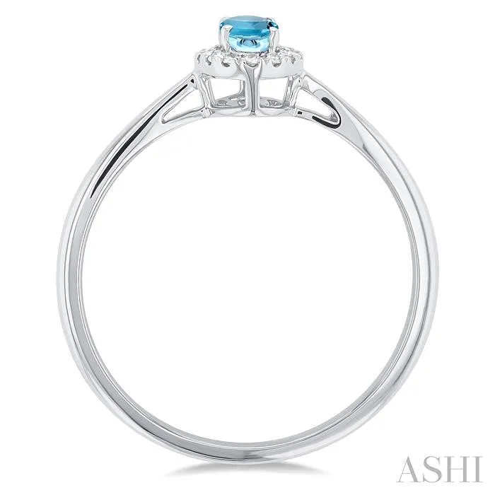 ASHI DIAMONDS Rings 10K White Gold 05ctw Halo Style Aquamarine and Diamond Ring ASHI DIAMONDS Rings 10K White Gold 05ctw Halo Style Aquamarine and Diamond Ring