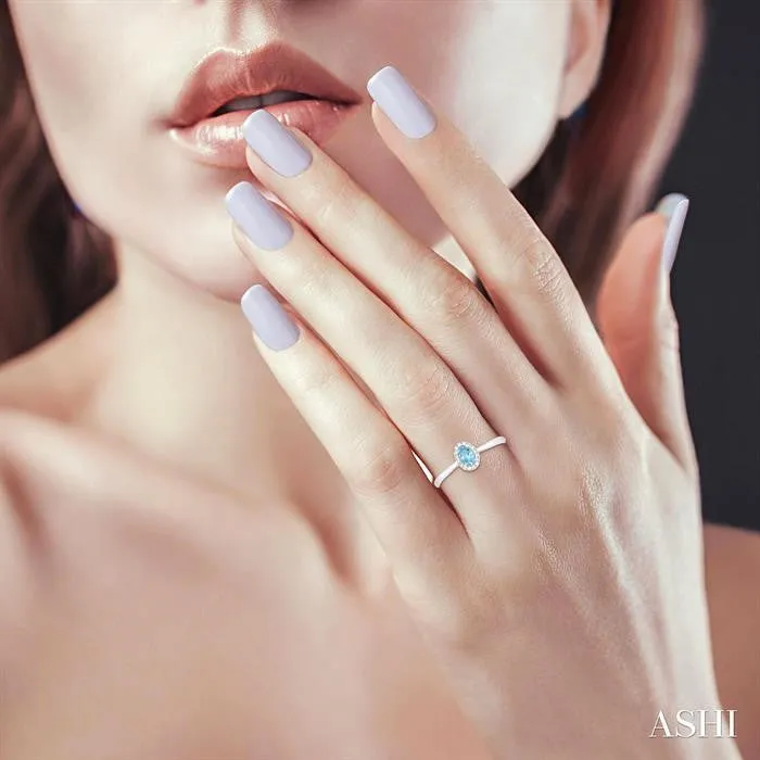 ASHI DIAMONDS Rings 10K White Gold 05ctw Halo Style Aquamarine and Diamond Ring ASHI DIAMONDS Rings 10K White Gold 05ctw Halo Style Aquamarine and Diamond Ring