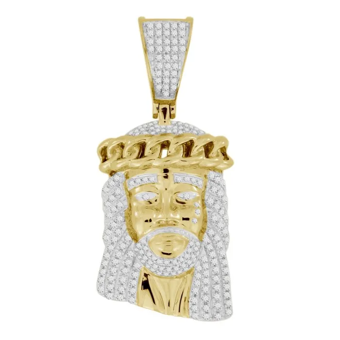 AV Charm Necklaces MENS CHARM 050CT ROUND DIAMOND 10K YELLOW GOLD