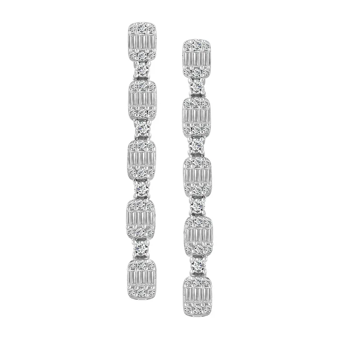 AV Earrings LADIES LINEAR EARRINGS 100CT ROUNDBAGUETTE DIAMOND 14K WHITE GOLD AV Earrings LADIES LINEAR EARRINGS 100CT ROUNDBAGUETTE DIAMOND 14K WHITE GOLD