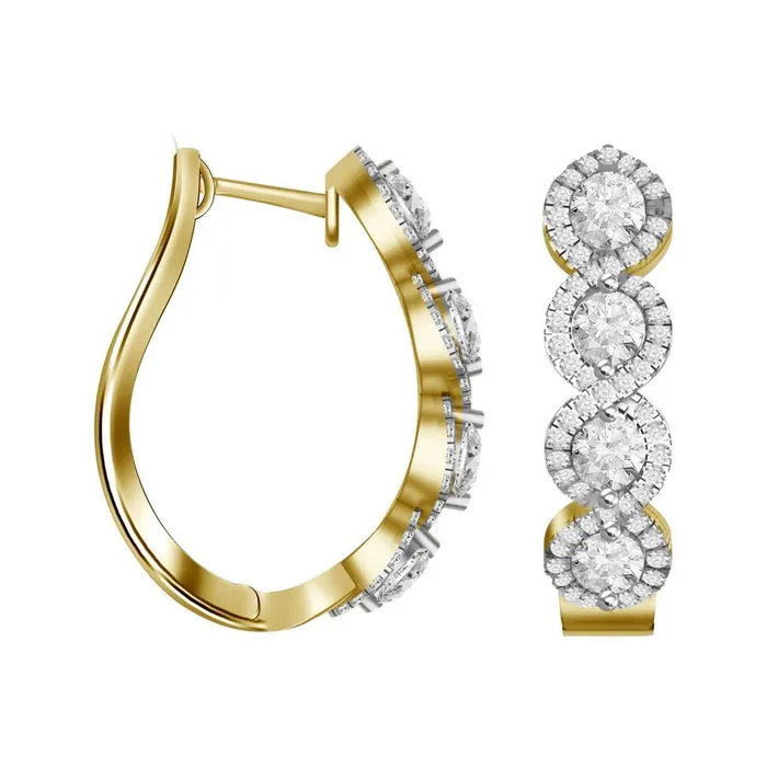 AV LADIES HOOP EARRINGS 150CT ROUND DIAMOND 14K YELLOW GOLD Earrings AV LADIES HOOP EARRINGS 150CT ROUND DIAMOND 14K YELLOW GOLD Earrings